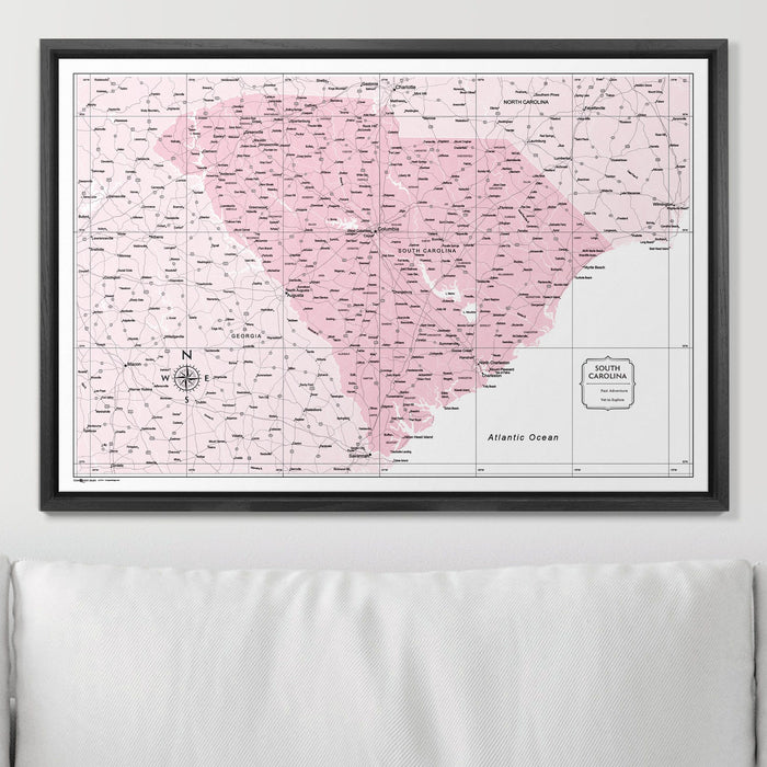 Push Pin South Carolina Map (Pin Board) - Pink Color Splash