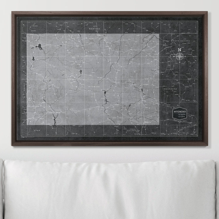 Push Pin Wyoming Map (Pin Board) - Modern Slate