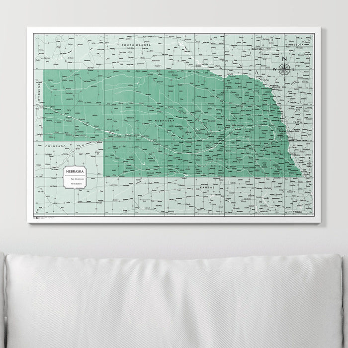 Push Pin Nebraska Map (Pin Board) - Green Color Splash