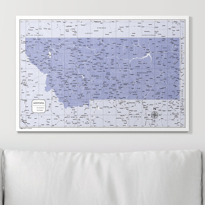 Push Pin Montana Map (Pin Board) - Purple Color Splash CM Pin Board