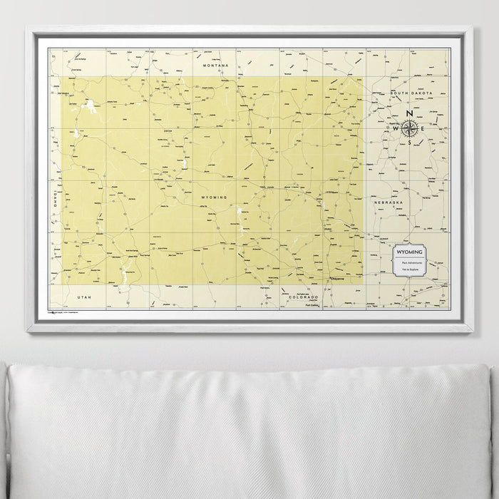 Push Pin Wyoming Map (Pin Board) - Yellow Color Splash CM Pin Board