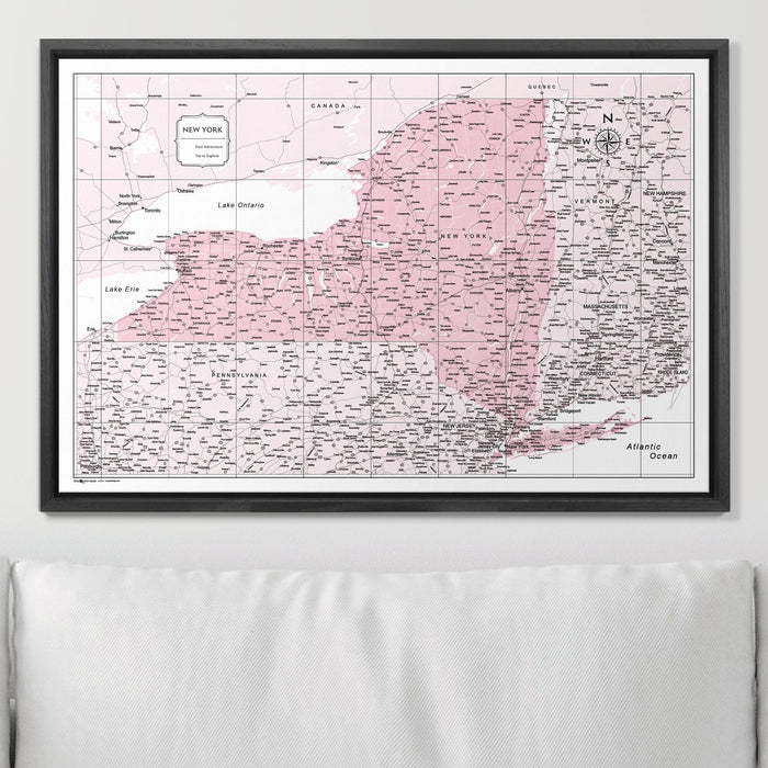 Push Pin New York Map (Pin Board) - Pink Color Splash