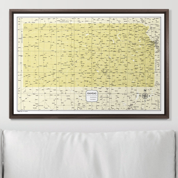 Push Pin Kansas Map (Pin Board) - Yellow Color Splash CM Pin Board