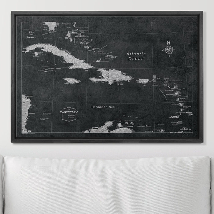 Push Pin Caribbean Map (Pin Board) - Modern Slate