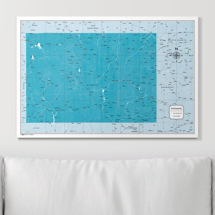 Push Pin Wyoming Map (Pin Board) - Teal Color Splash CM Pin Board