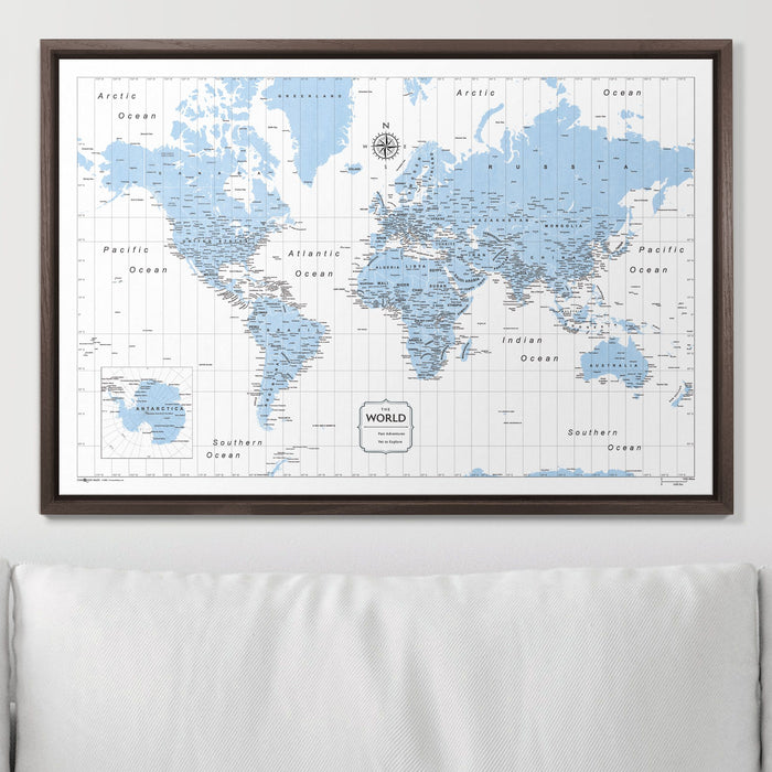 World Map Push Pin Travel Wall Art With Pins Board 24 X 36 Wooden Frame 