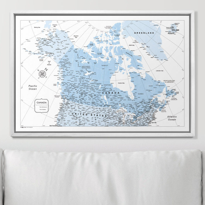 Push Pin Canada Map (Pin Board) - Light Blue Color Splash
