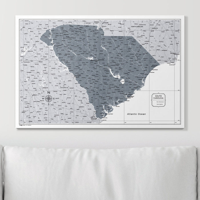 Push Pin South Carolina Map (Pin Board) - Dark Gray Color Splash CM Pin Board