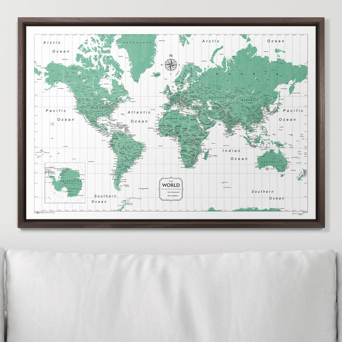 Push Pin World Map (Pin Board) - Green Color Splash
