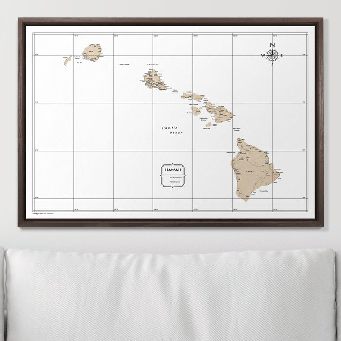 Push Pin Hawaii Map (Pin Board) - Light Brown Color Splash