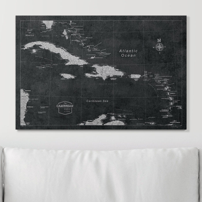Push Pin Caribbean Map (Pin Board) - Modern Slate