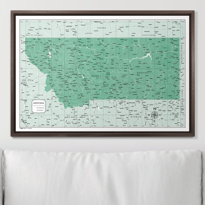 Push Pin Montana Map (Pin Board) - Green Color Splash