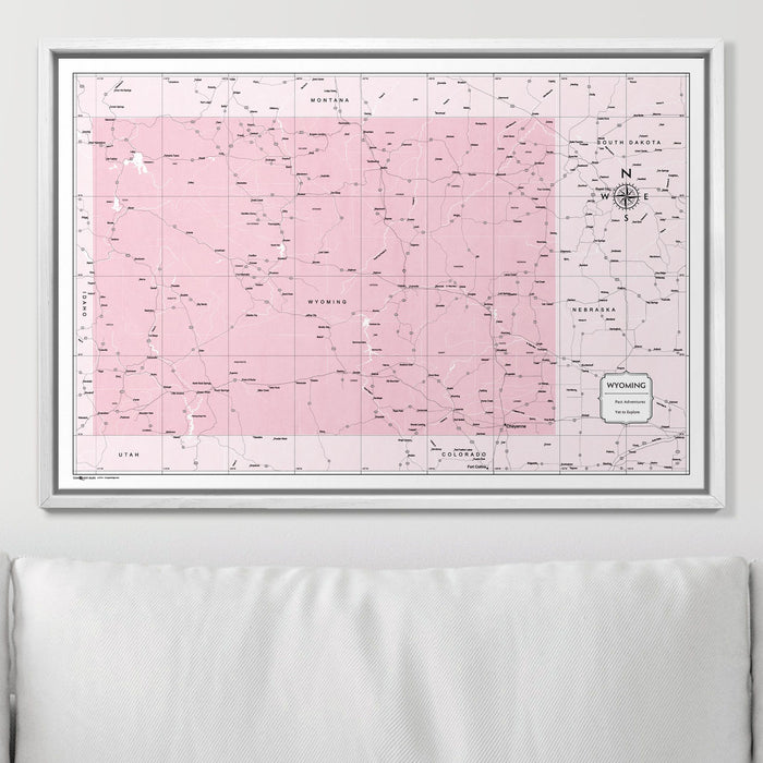 Push Pin Wyoming Map (Pin Board) - Pink Color Splash