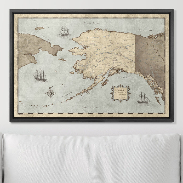 Push Pin Alaska Map (Pin Board) - Rustic Vintage