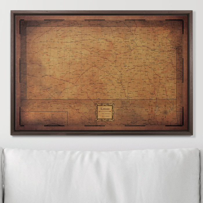 Push Pin Kansas Map (Pin Board) - Golden Aged