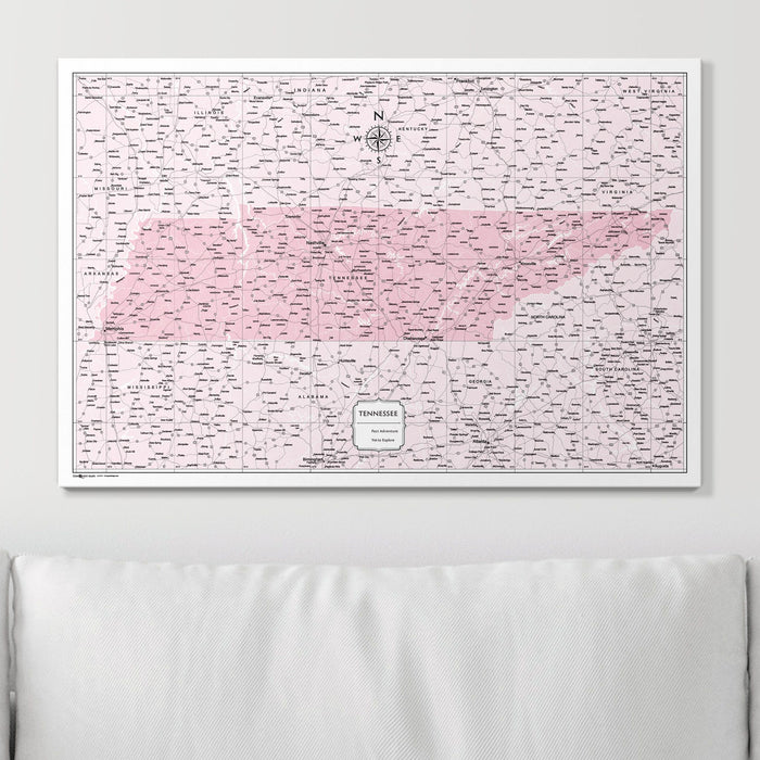 Push Pin Tennessee Map (Pin Board) - Pink Color Splash