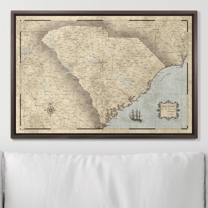 Push Pin South Carolina Map (Pin Board) - Rustic Vintage CM Pin Board