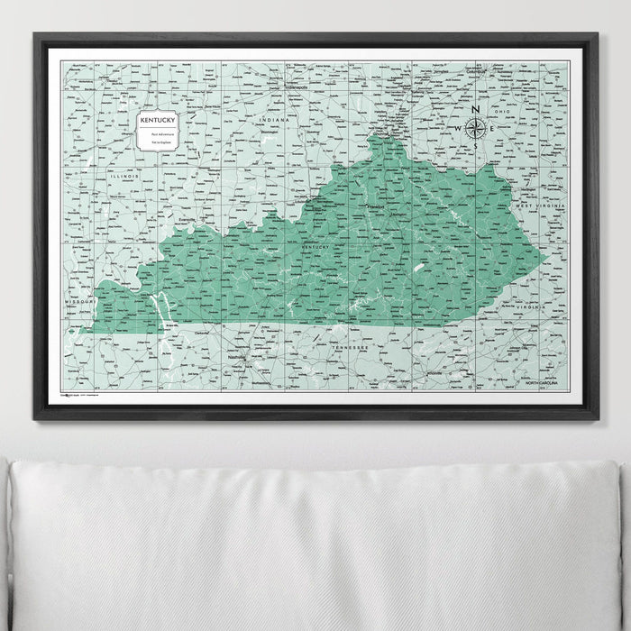 Push Pin Kentucky Map (Pin Board) - Green Color Splash