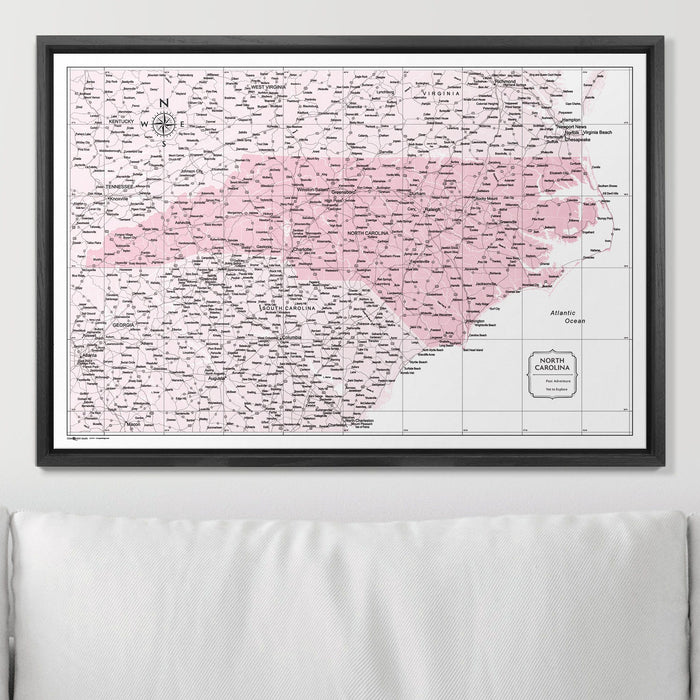Push Pin North Carolina Map (Pin Board) - Pink Color Splash CM Pin Board