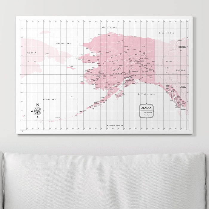 Push Pin Alaska Map (Pin Board) - Pink Color Splash CM Pin Board