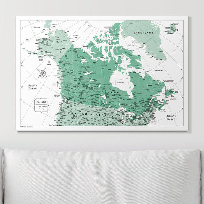 Push Pin Canada Map (Pin Board) - Green Color Splash