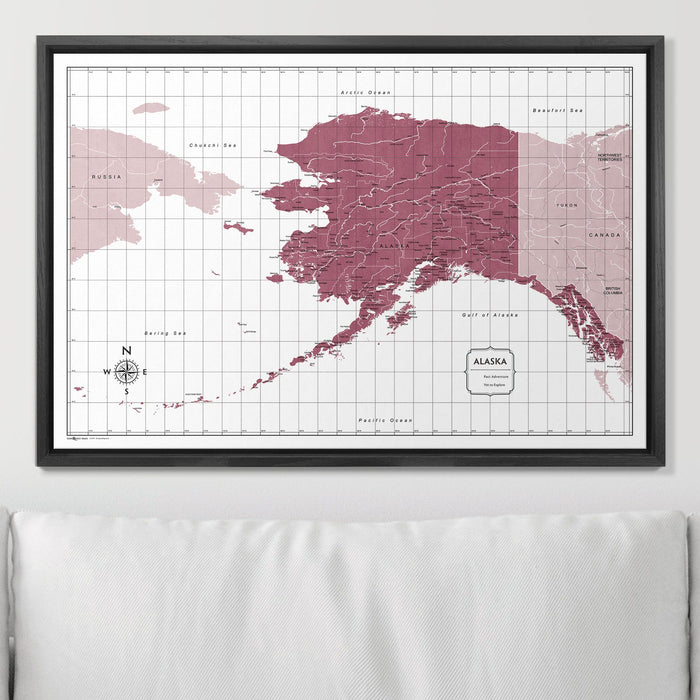 Push Pin Alaska Map (Pin Board) - Burgundy Color Splash CM Pin Board