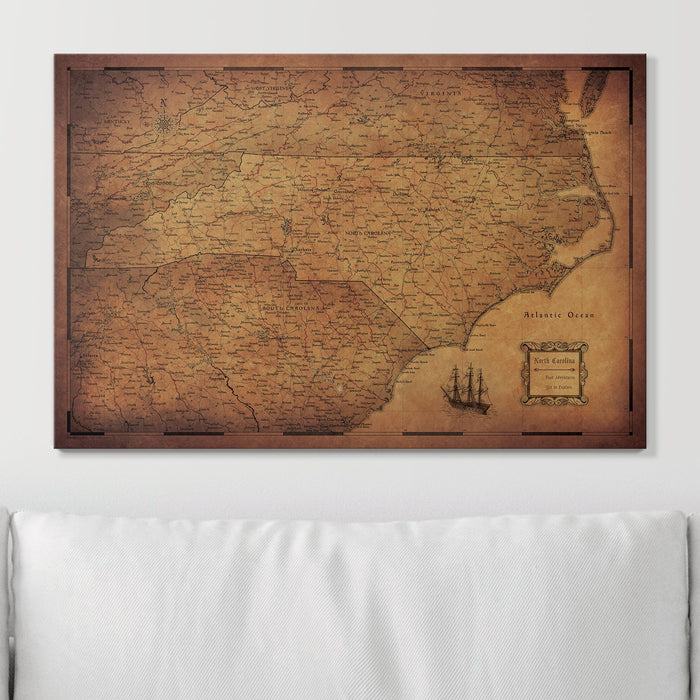 Push Pin North Carolina Map (Pin Board) - Golden Aged
