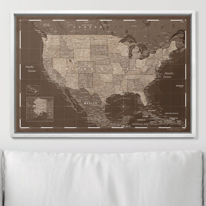 Push Pin USA Map (Pin Board) - Deep Espresso CM Pin Board