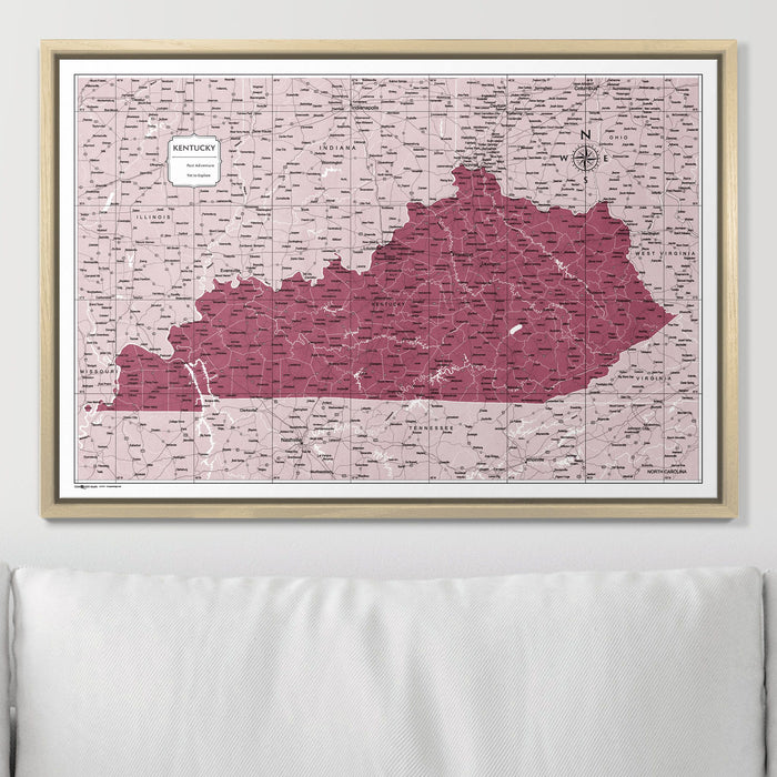 Push Pin Kentucky Map (Pin Board) - Burgundy Color Splash CM Pin Board