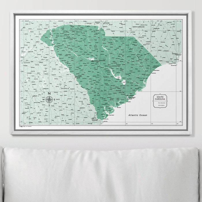Push Pin South Carolina Map (Pin Board) - Green Color Splash CM Pin Board