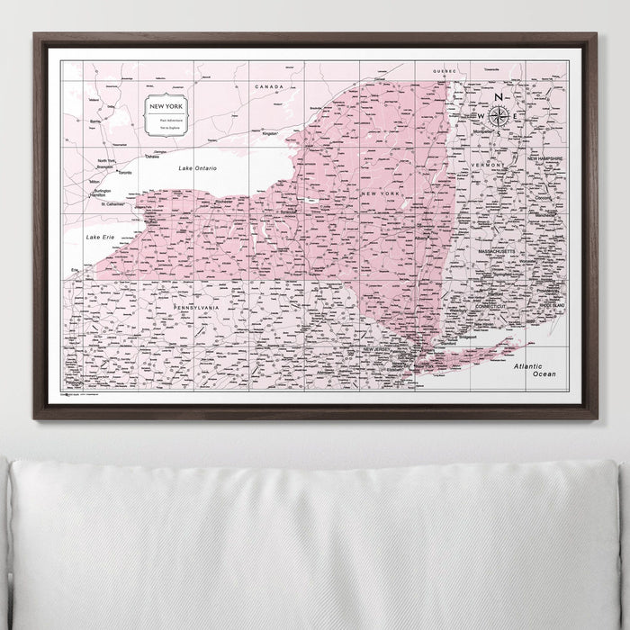 Push Pin New York Map (Pin Board) - Pink Color Splash CM Pin Board