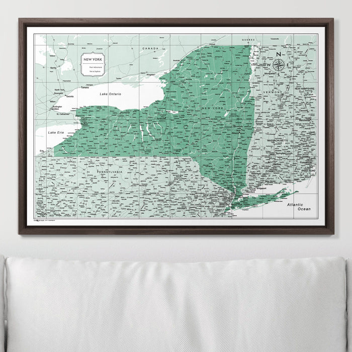 Push Pin New York Map (Pin Board) - Green Color Splash