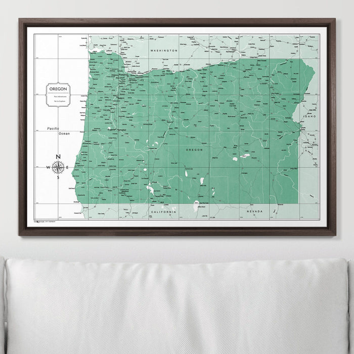 Push Pin Oregon Map (Pin Board) - Green Color Splash