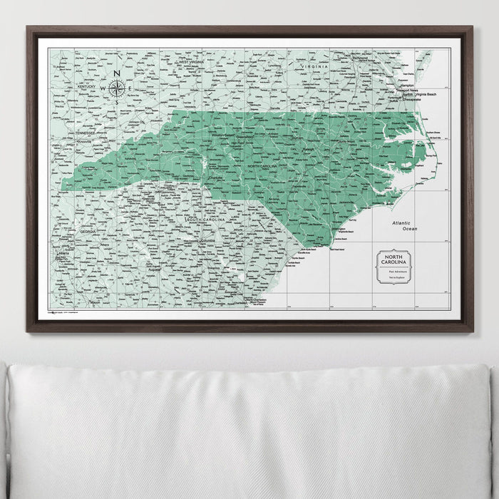 Push Pin North Carolina Map (Pin Board) - Green Color Splash
