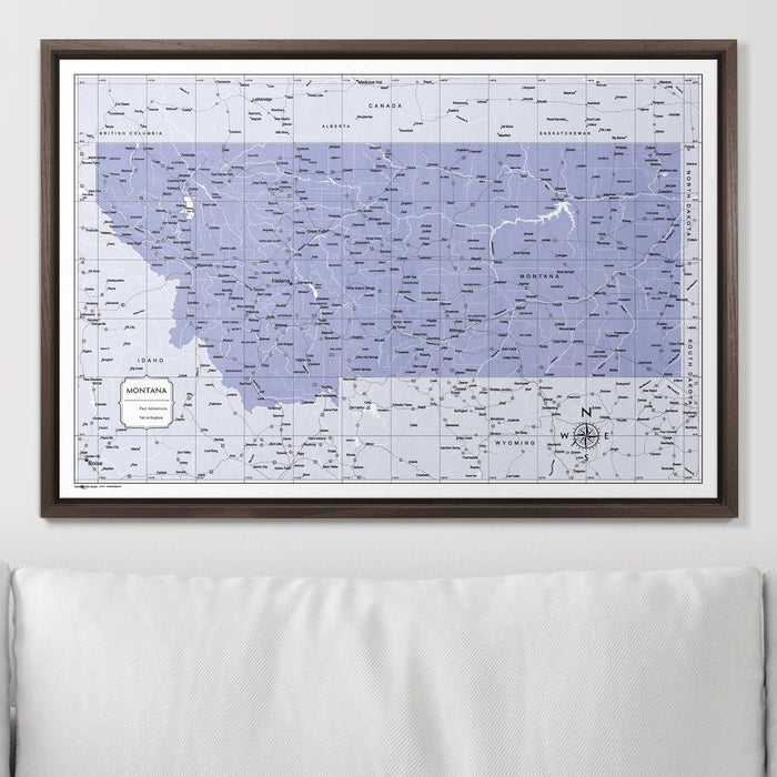 Push Pin Montana Map (Pin Board) - Purple Color Splash