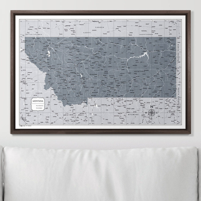 Push Pin Montana Map (Pin Board) - Dark Gray Color Splash