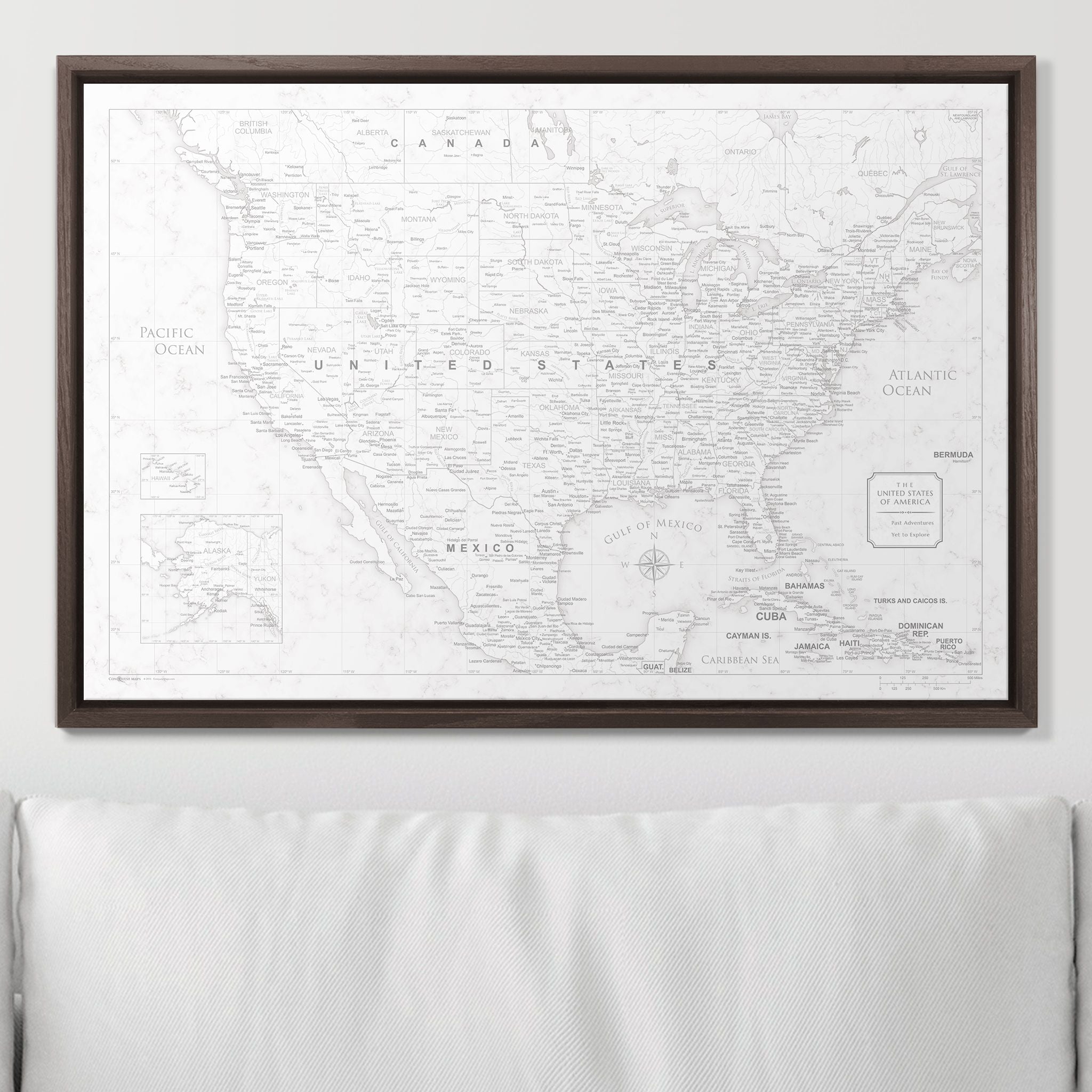 Push Pin USA Map (Pin Board) - Classic Marble CM Pin Board