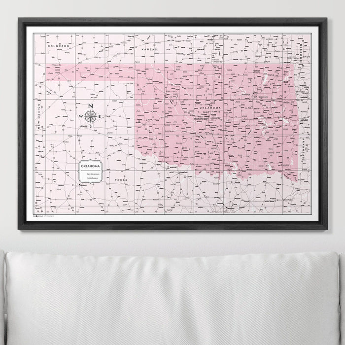 Push Pin Oklahoma Map (Pin Board) - Pink Color Splash CM Pin Board