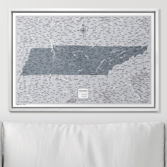 Push Pin Tennessee Map (Pin Board) - Dark Gray Color Splash
