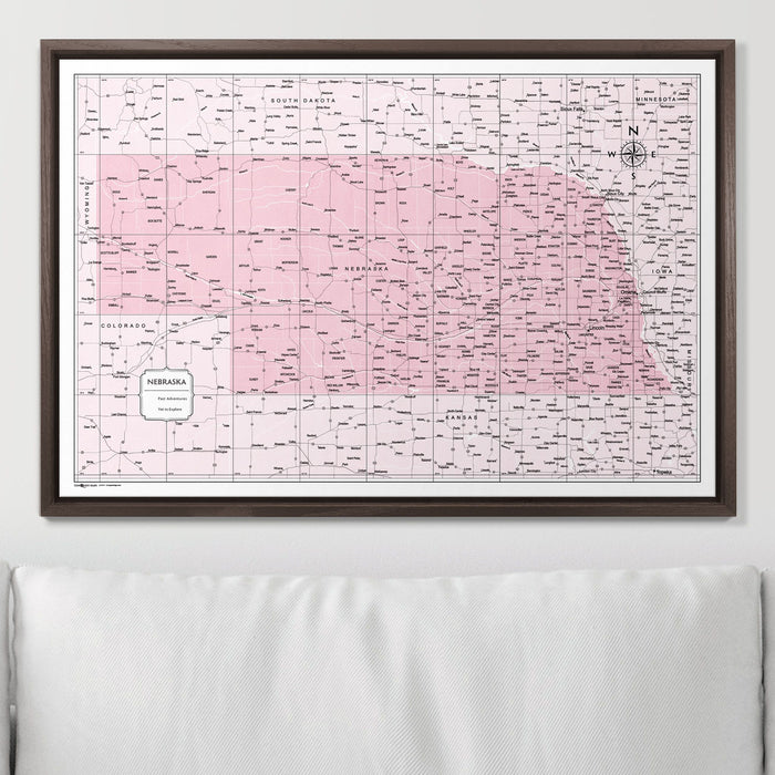 Push Pin Nebraska Map (Pin Board) - Pink Color Splash CM Pin Board