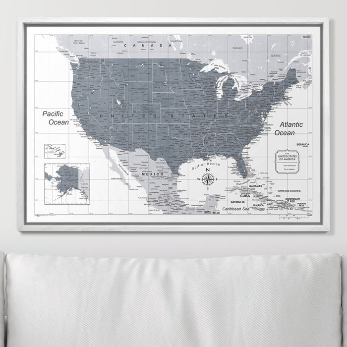 Push Pin USA Map (Pin Board) - Dark Gray Color Splash