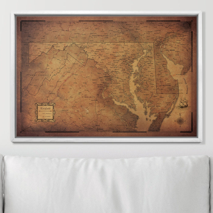 Push Pin Maryland Map (Pin Board) - Golden Aged