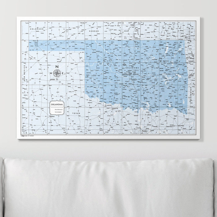 Push Pin Oklahoma Map (Pin Board) - Light Blue Color Splash