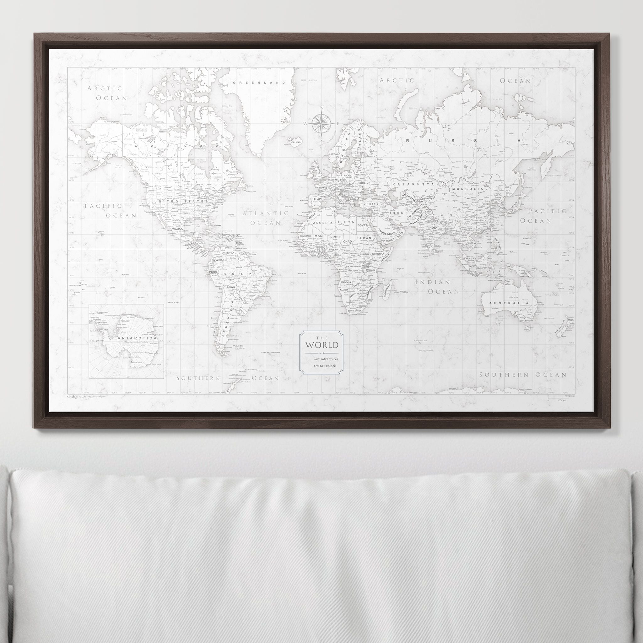 Push Pin World Map (Pin Board) - Classic Marble CM Pin Board
