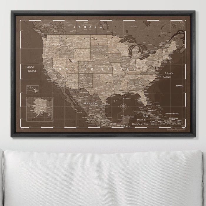 Push Pin USA Map (Pin Board) - Deep Espresso