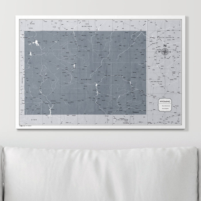 Push Pin Wyoming Map (Pin Board) - Dark Gray Color Splash CM Pin Board