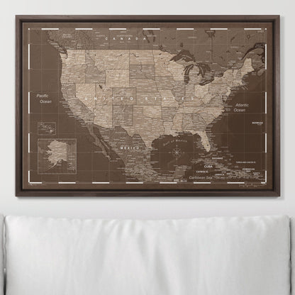 Push Pin USA Map (Pin Board) - Deep Espresso CM Pin Board