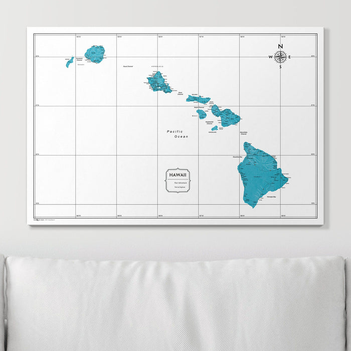 Push Pin Hawaii Map (Pin Board) - Teal Color Splash CM Pin Board