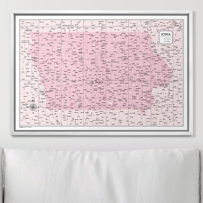Push Pin Iowa Map (Pin Board) - Pink Color Splash CM Pin Board