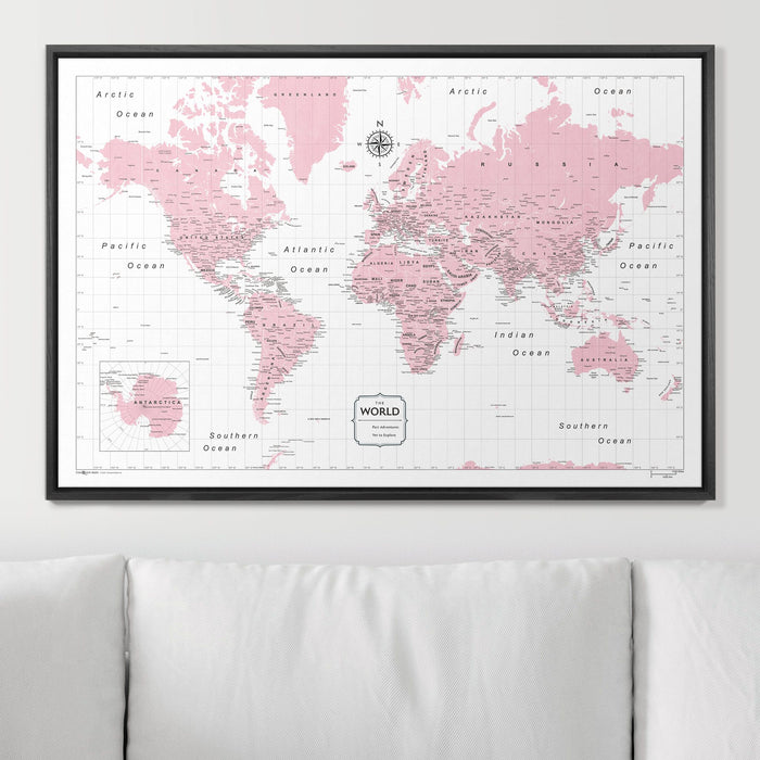 Push Pin World Map (Pin Board) - Pink Color Splash CM Pin Board